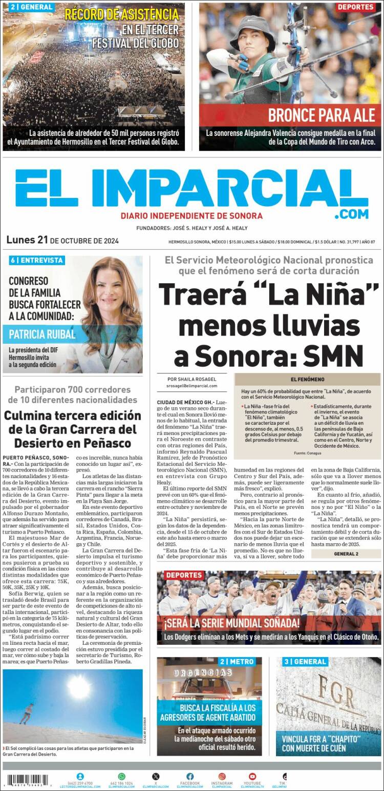 Portada de El Imparcial (M&eacute;xico)