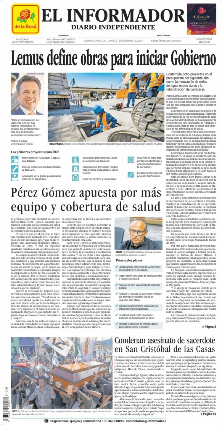 Portada de El Informador (M&eacute;xico)