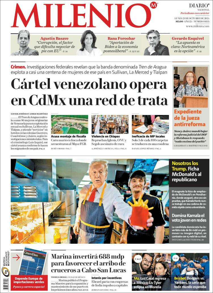 Portada de Milenio (M&eacute;xico)