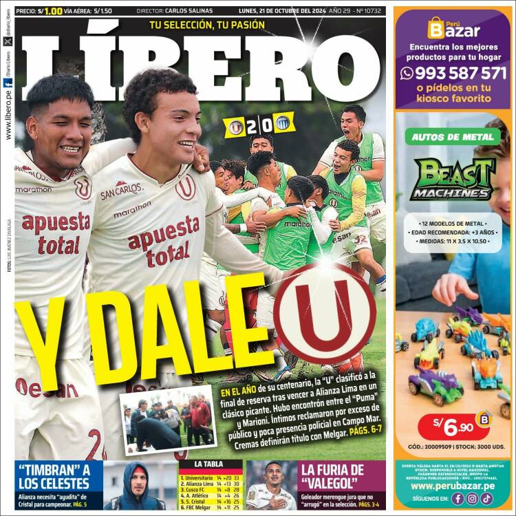 Portada de Líbero (Per&uacute;)
