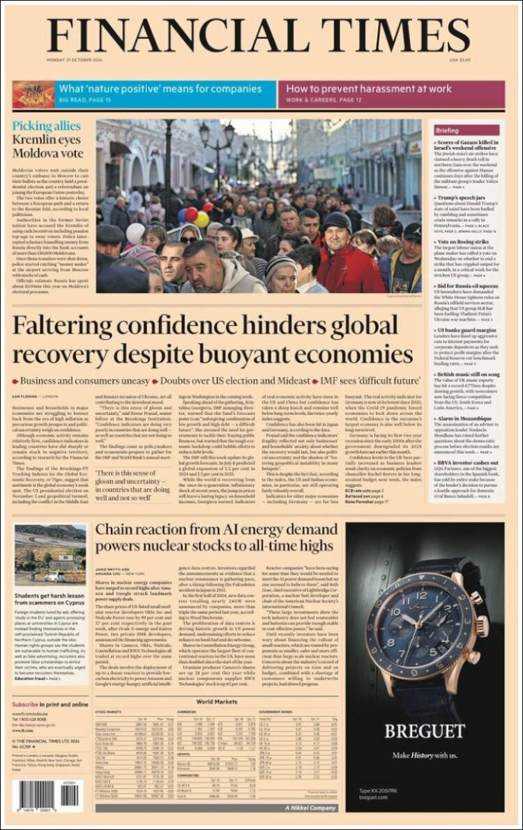 Portada de Financial Times (Reino Unido)