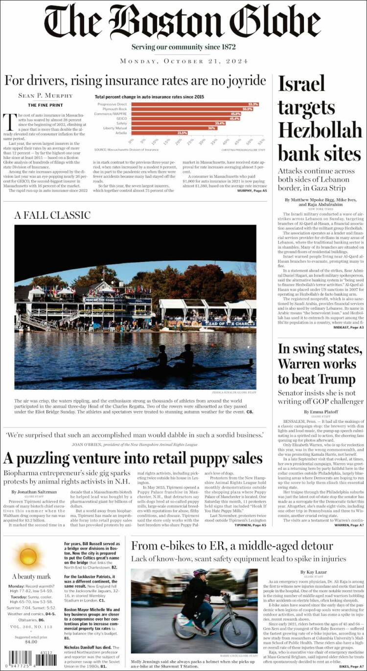Portada de Boston Globe (USA)