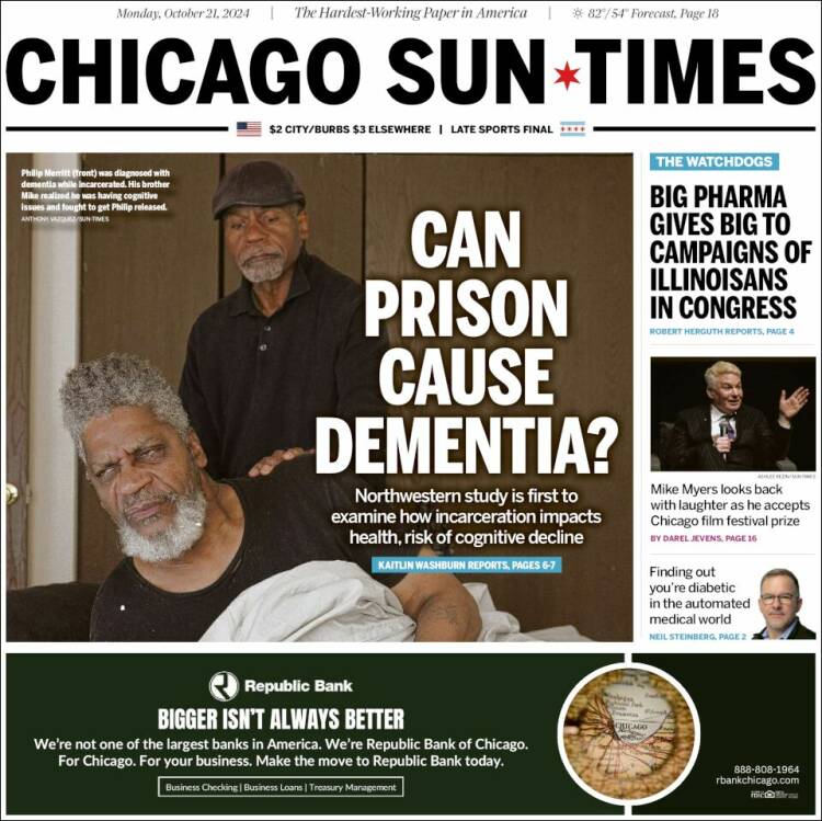 Portada de Chicago Sun-Times (USA)