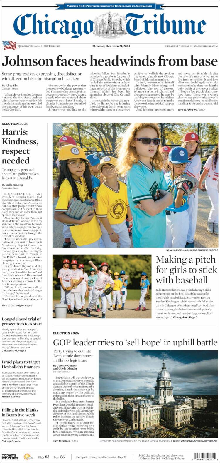 Portada de Chicago Tribune (USA)