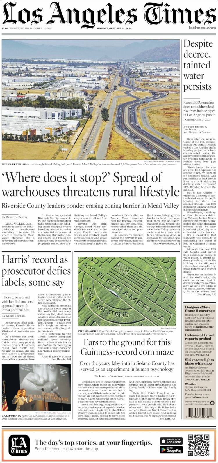 Portada de Los Angeles Times (USA)