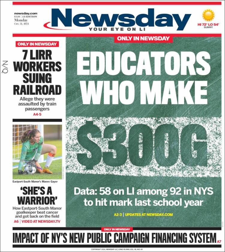 Portada de Newsday (USA)