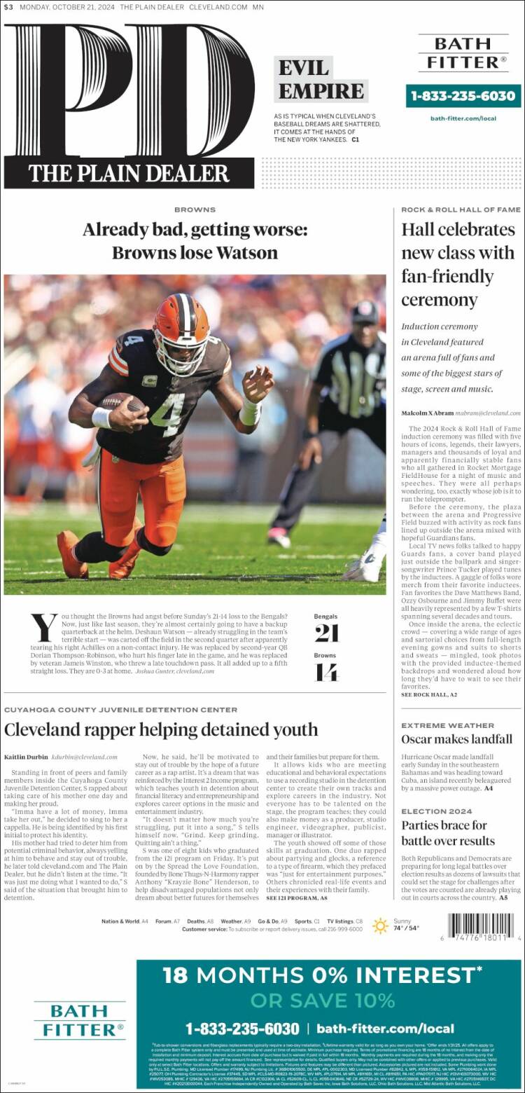Portada de The Plain Dealer (USA)