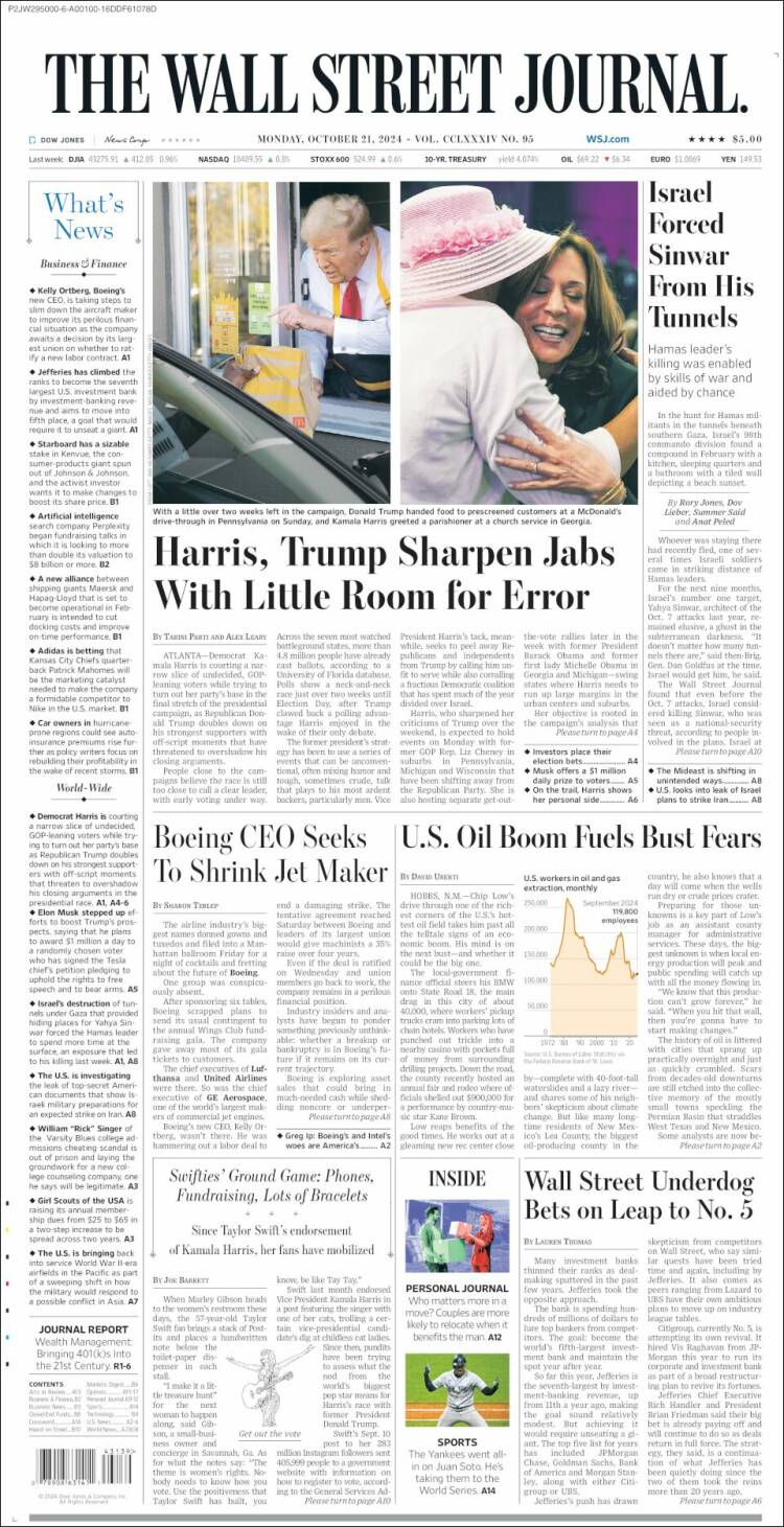 Portada de Wall Street Journal (USA)