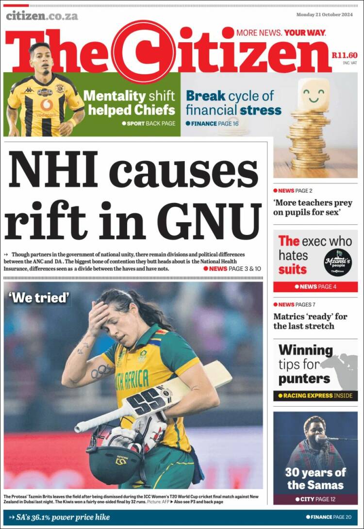 Portada de The Citizen (Sud&aacute;frica)