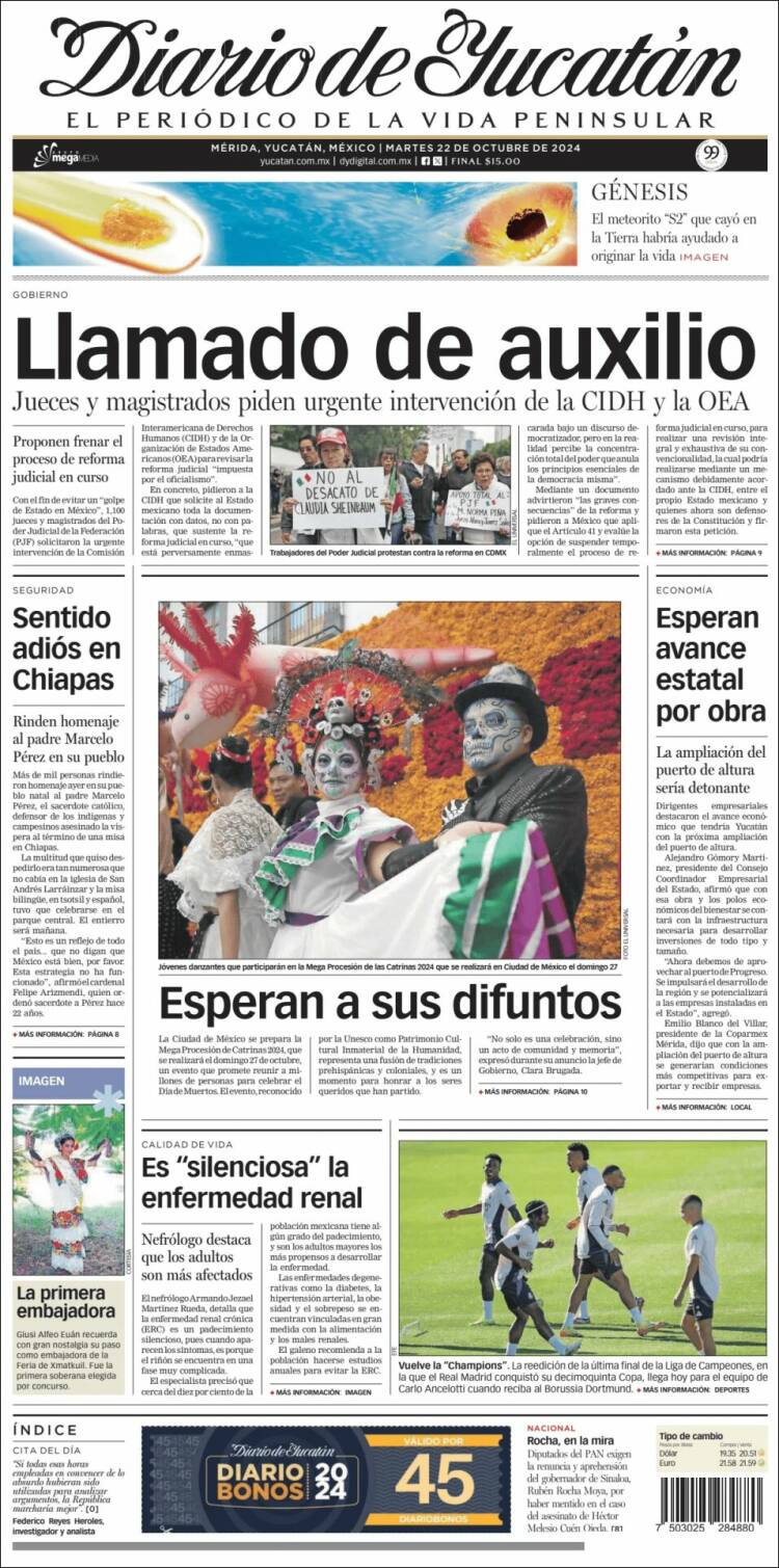 Portada de Diario de Yucatán (México)