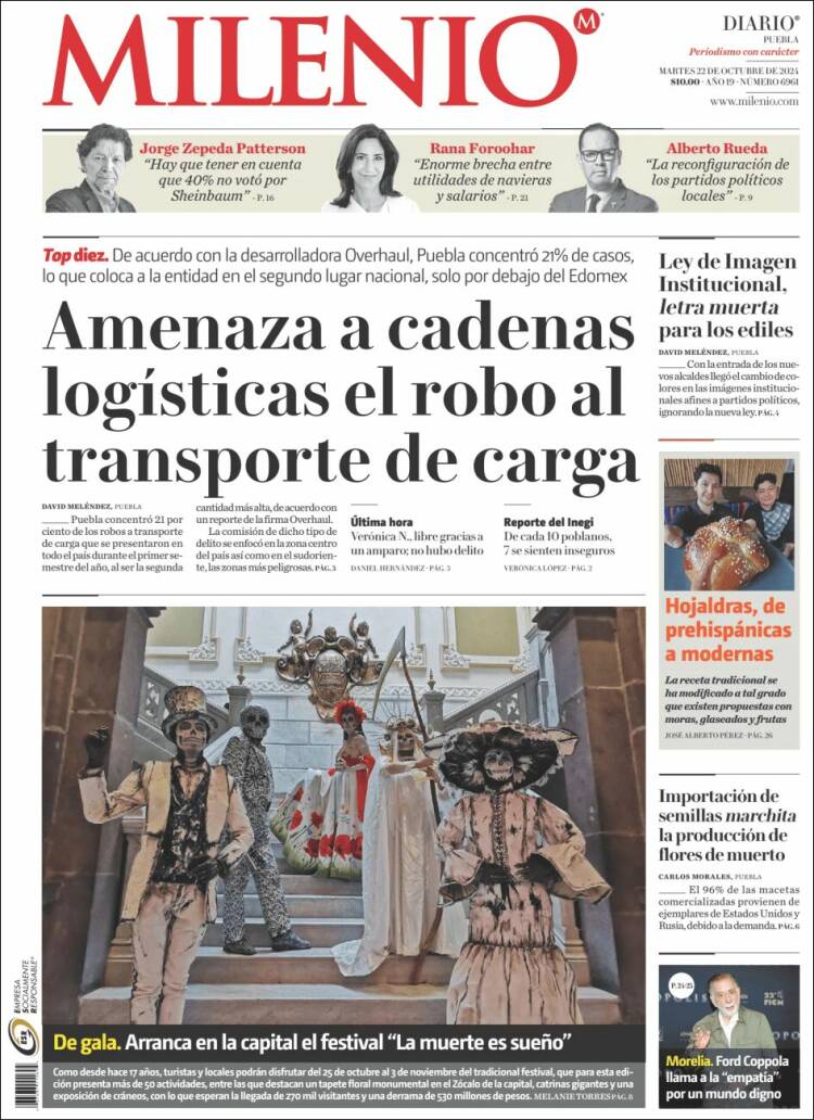 Portada de Milenio de Puebla (México)