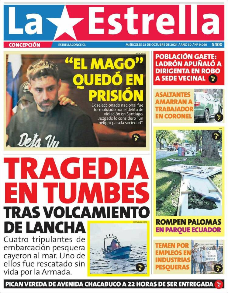 Portada de La Estrella de Concepción (Chile)