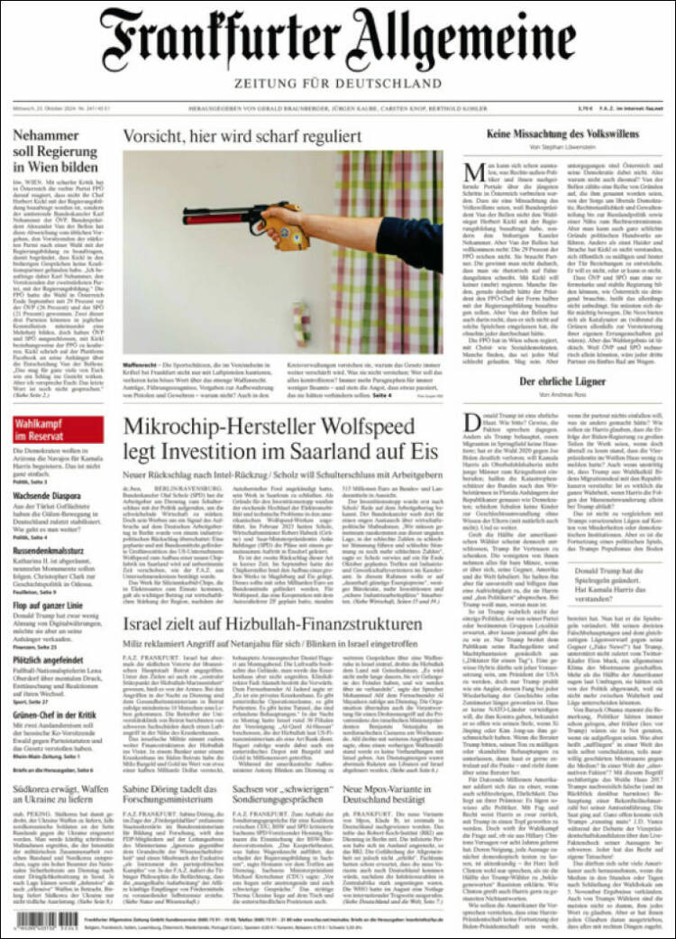 Portada de Frankfurter Allgemeine (Alemania)