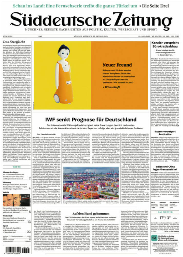 Portada de Sueddeutsche (Alemania)