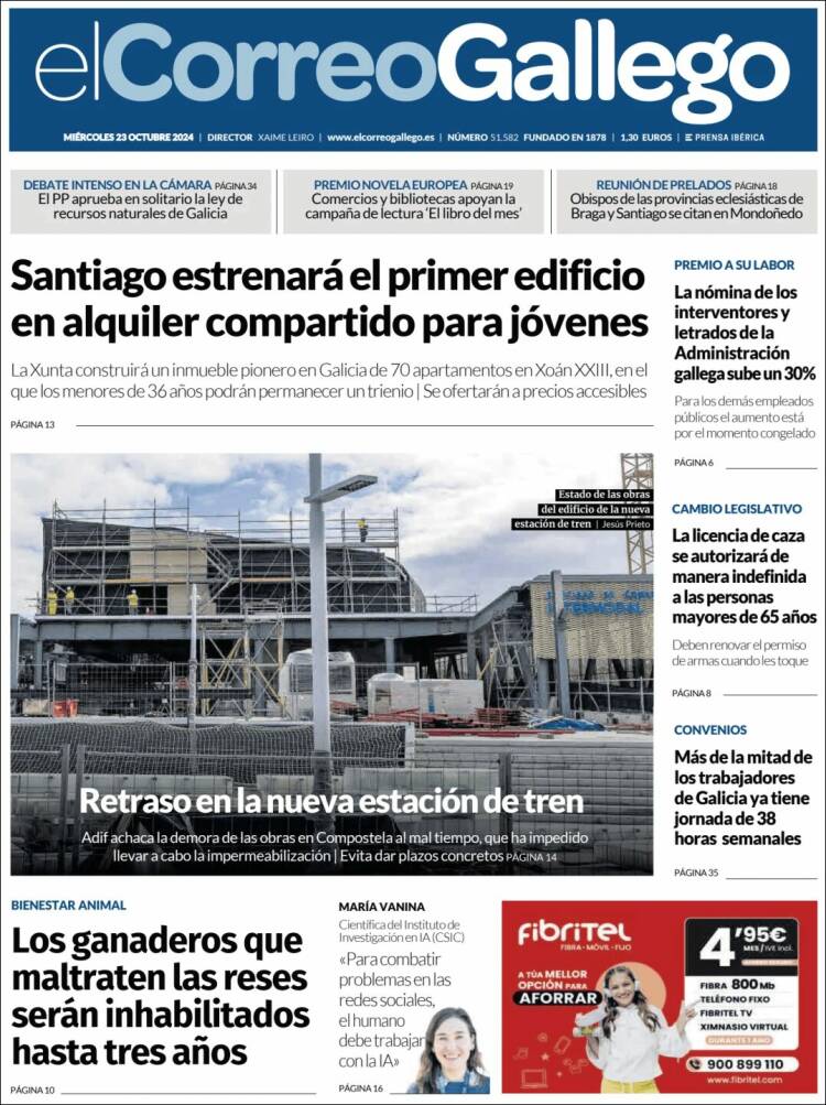 Portada de El Correo Gallego (España)