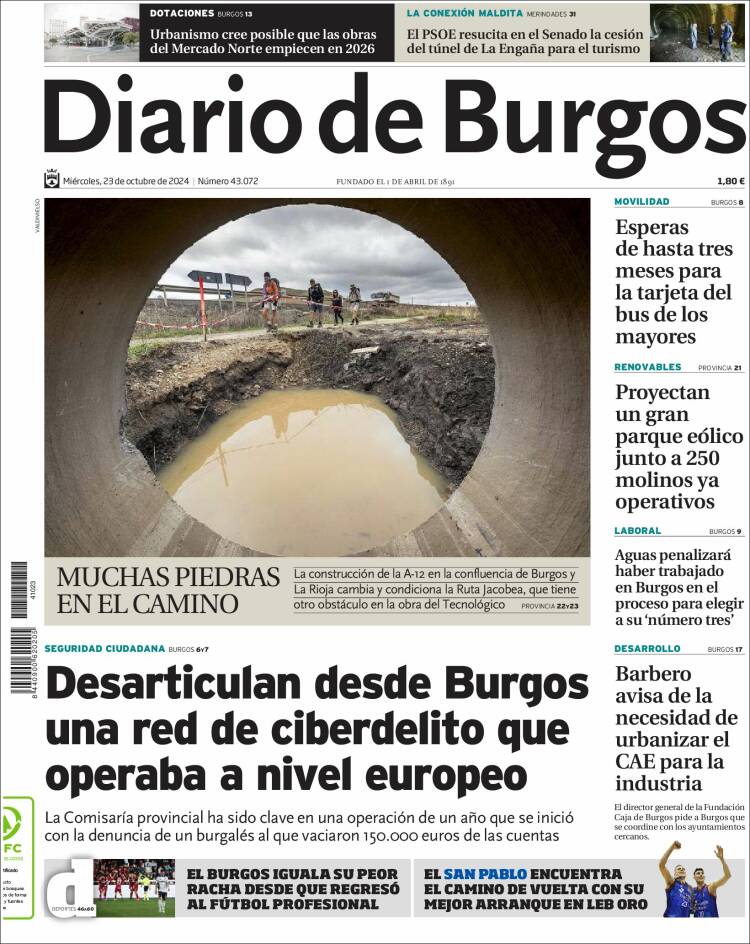 Portada de Diario de Burgos (España)