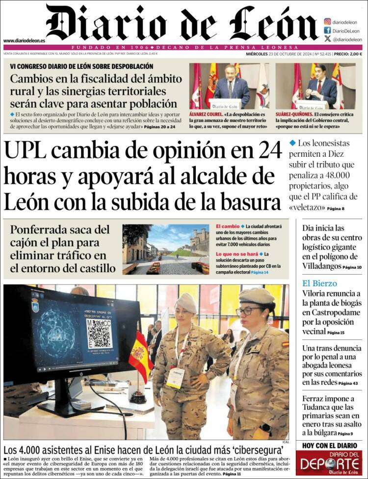 Portada de Diario de León (España)