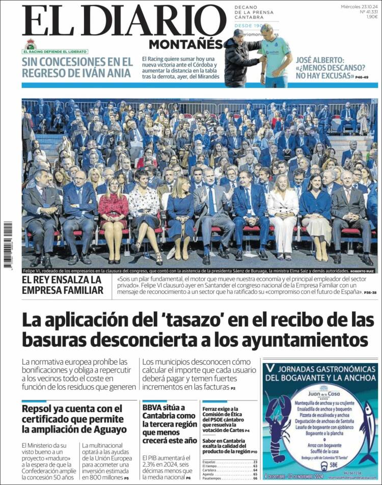 Portada de El Diario Montañés (España)