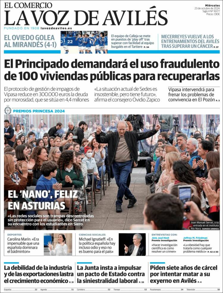 Portada de El Comercio - Avilés (España)