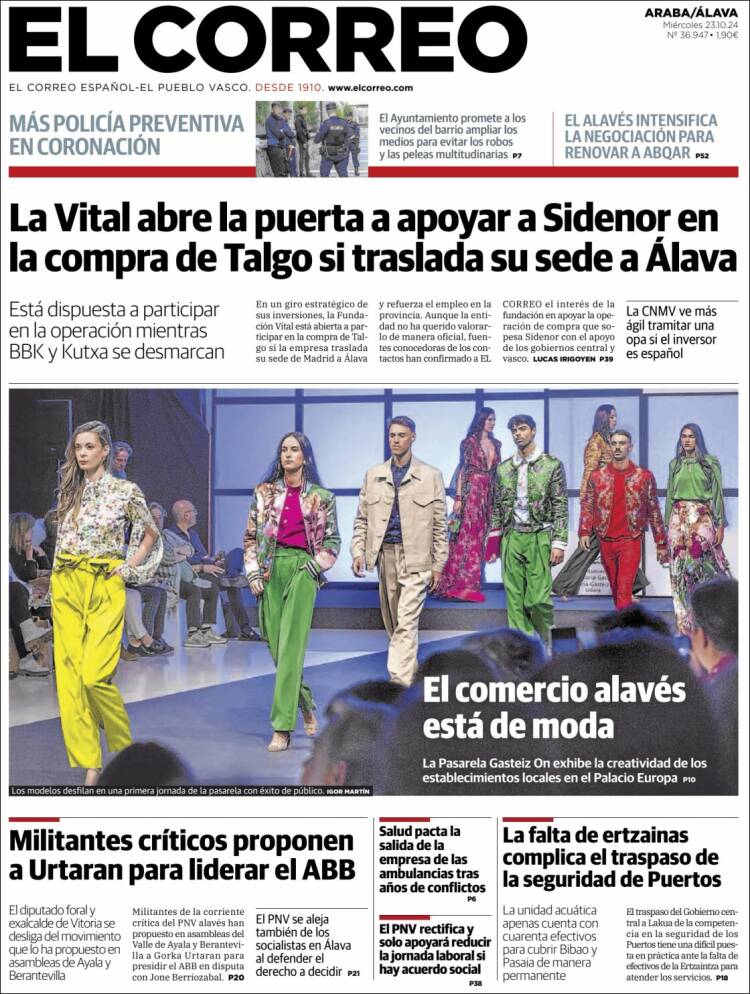 Portada de El Correo - Álava (España)