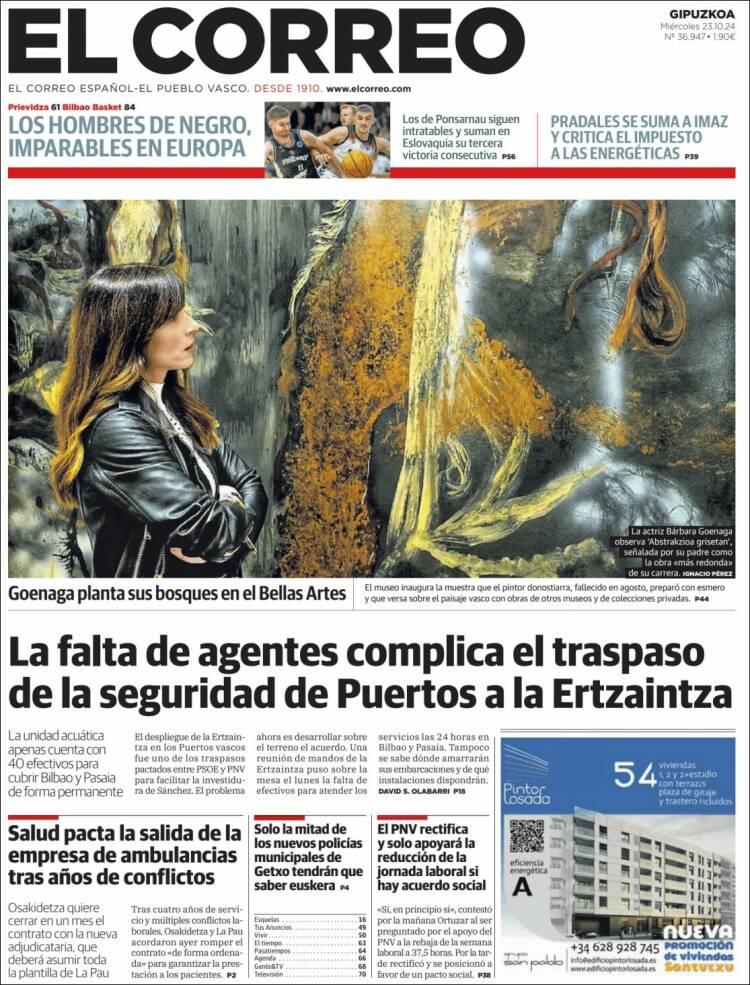 Portada de El Correo - Guipuzcoa (España)