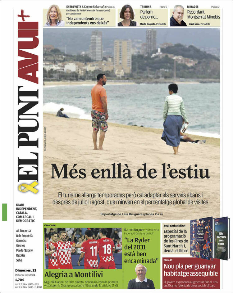 Portada de El Punt Avui - Girona (España)