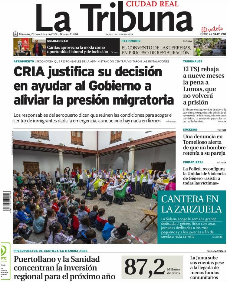 Portada de La Tribuna de Ciudad Real (España)