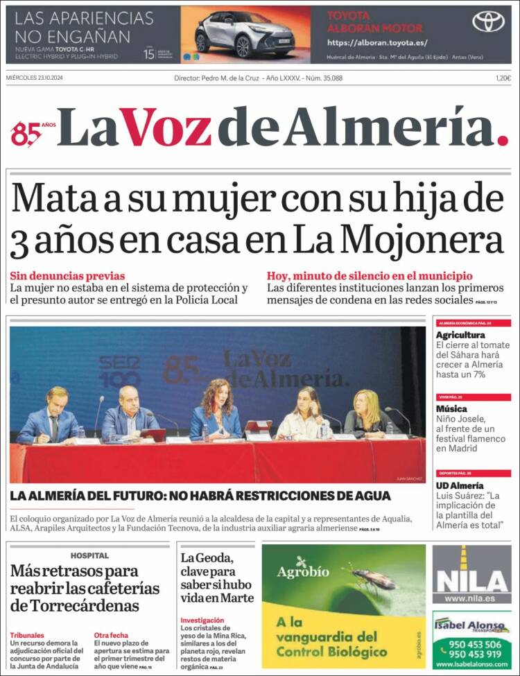 Portada de La Voz de Almería (España)