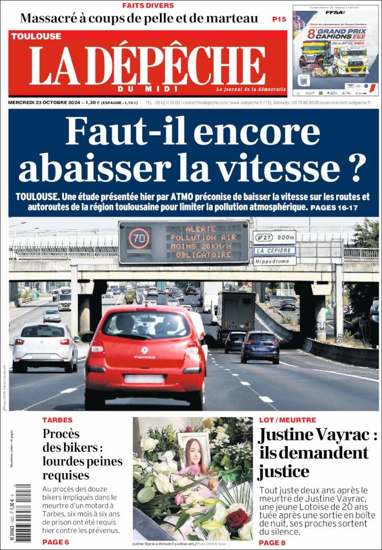 Portada de La Dépêche du Midi (France)