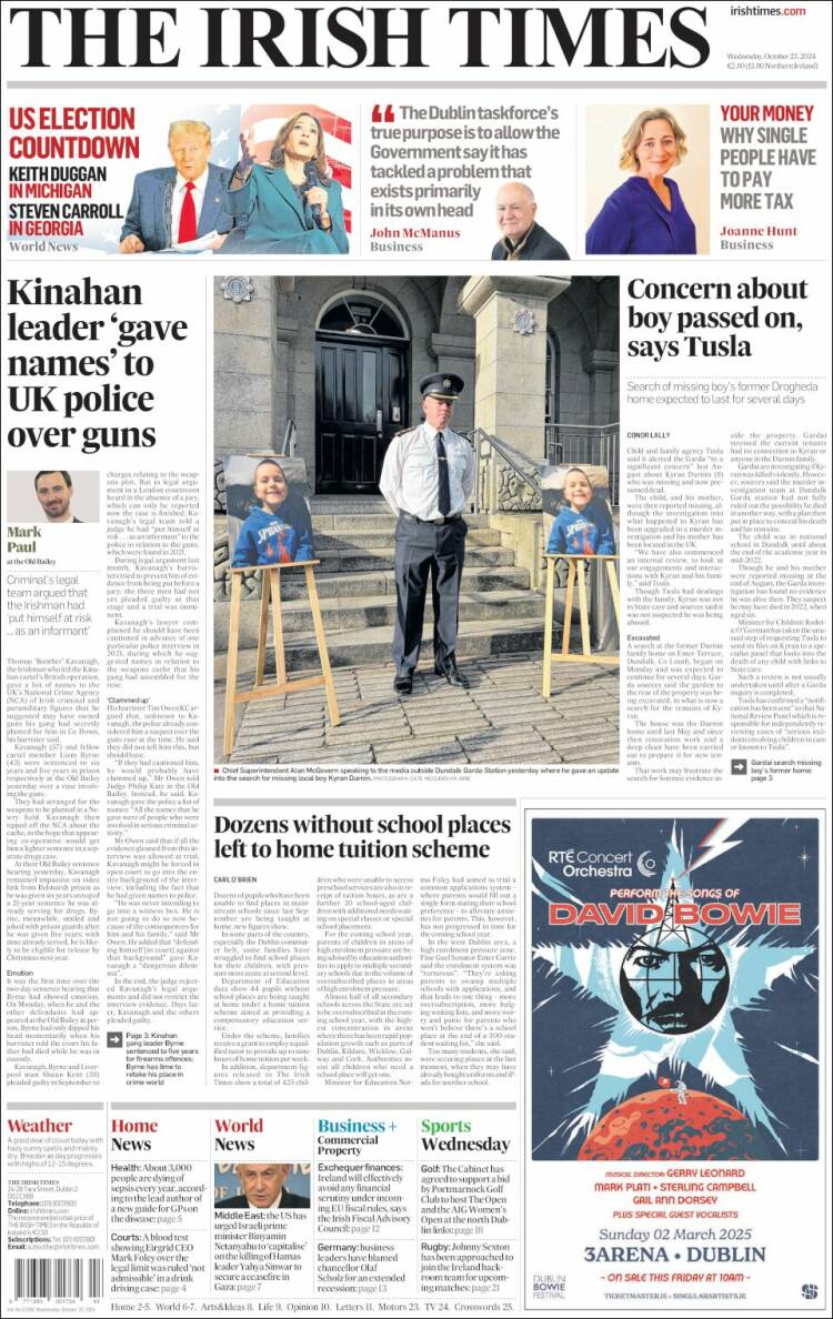 Portada de Irish Times (Irlanda)