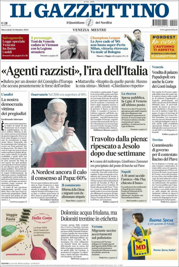 Portada de Il Gazzettino (Italie)