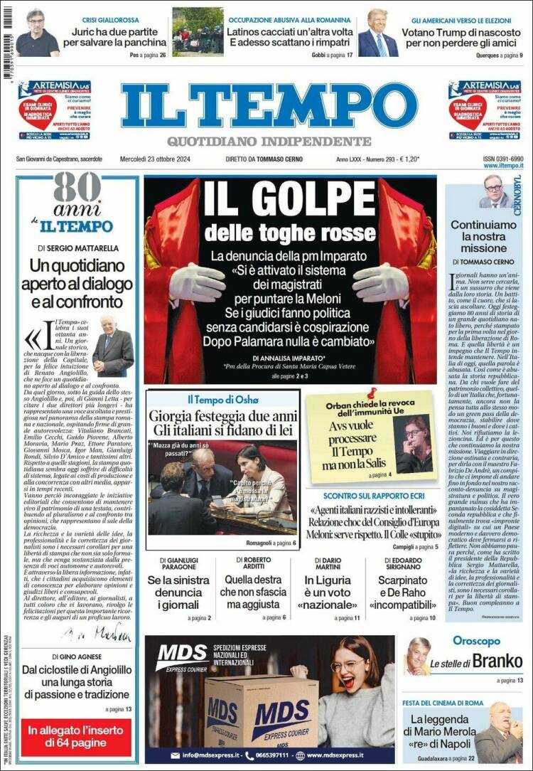 Portada de Il Tempo (Italie)