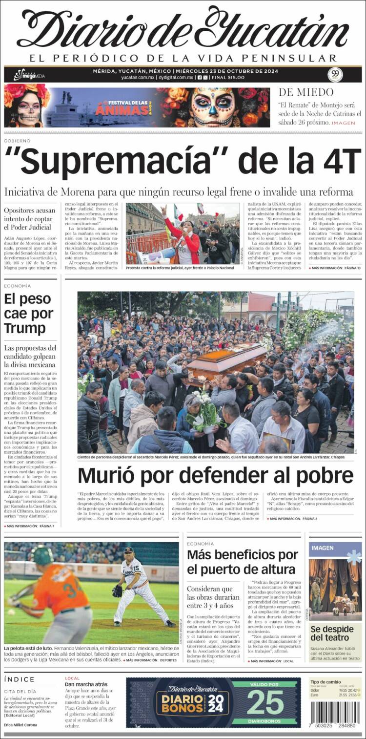Portada de Diario de Yucatán (Mexique)