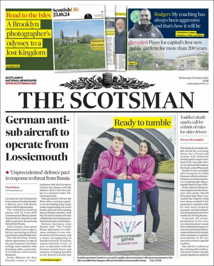 Portada de The Scotsman (Reino Unido)