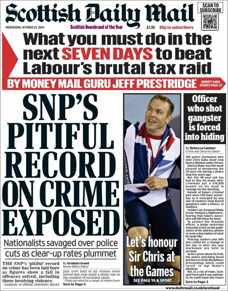 Portada de Scottish Daily Mail (Reino Unido)