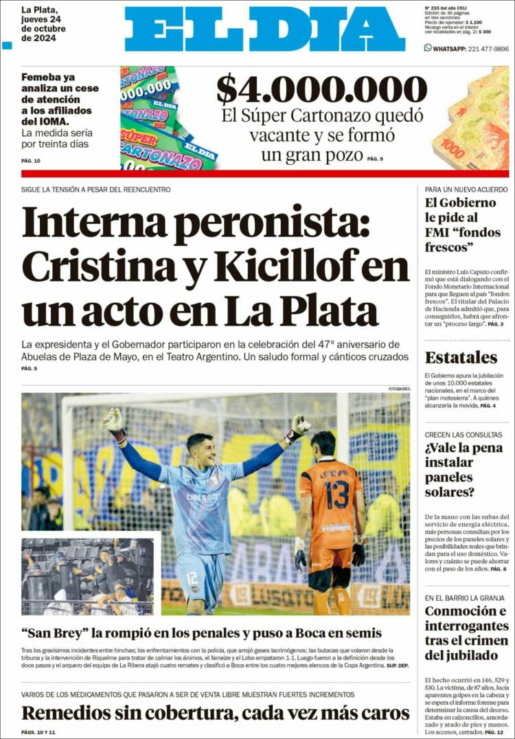 Portada de El Día de la Plata (Argentina)