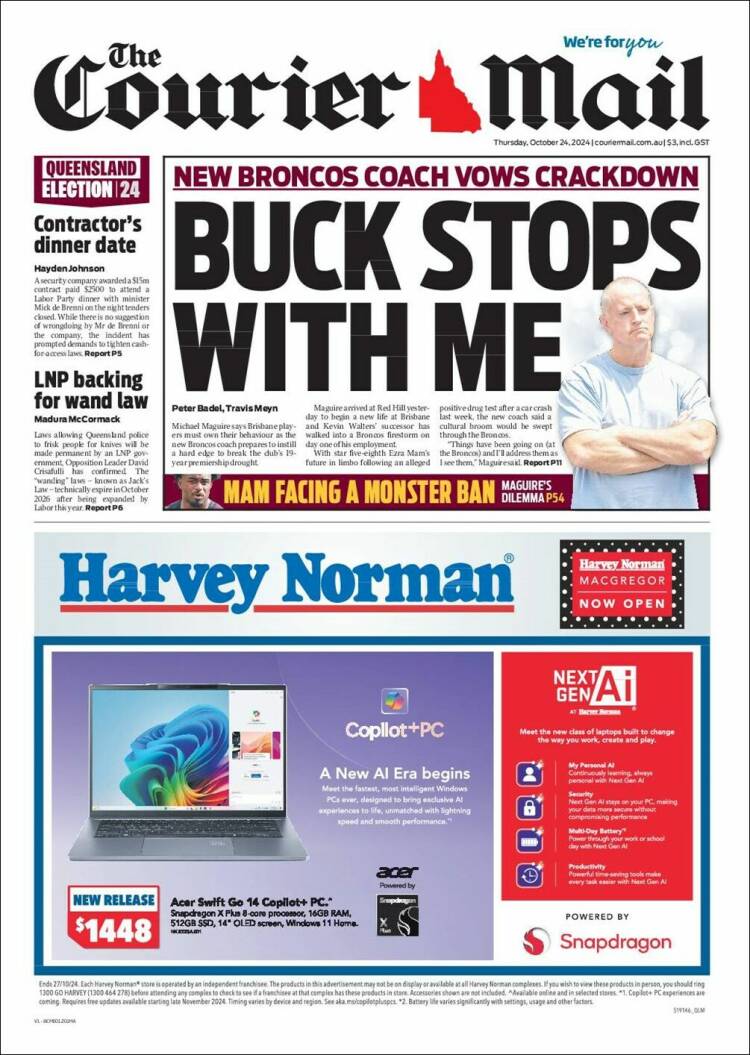 Portada de The Courier-Mail (Australia)