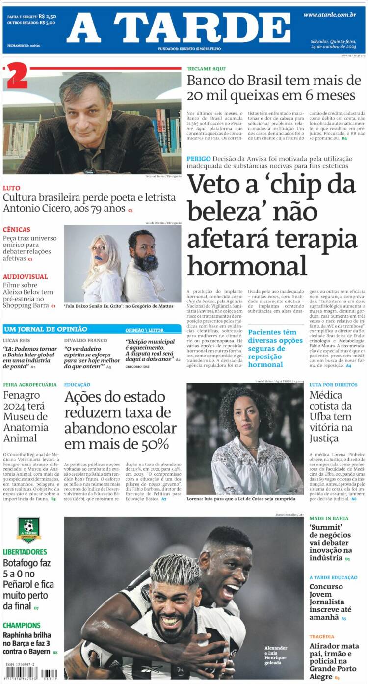 Portada de Diário A Tarde (Brasil)