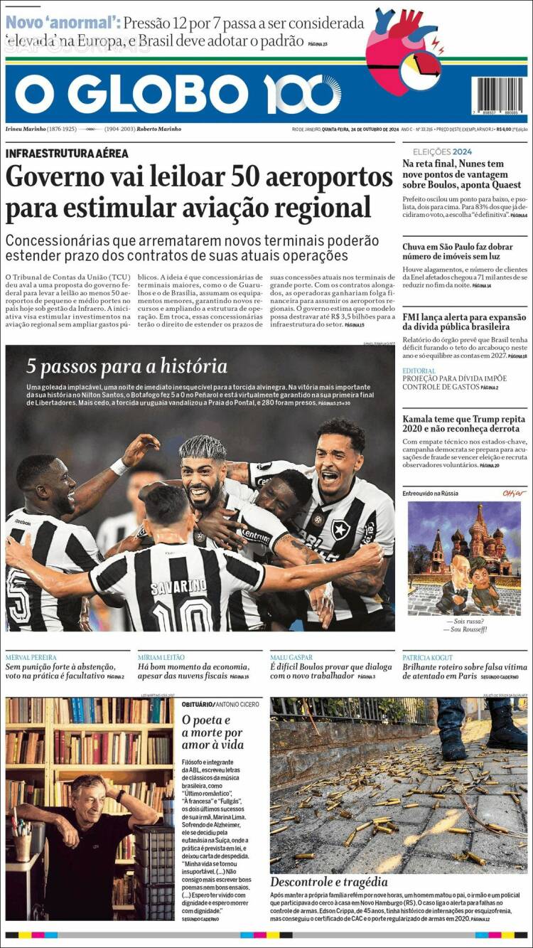 Portada de O Globo (Brasil)
