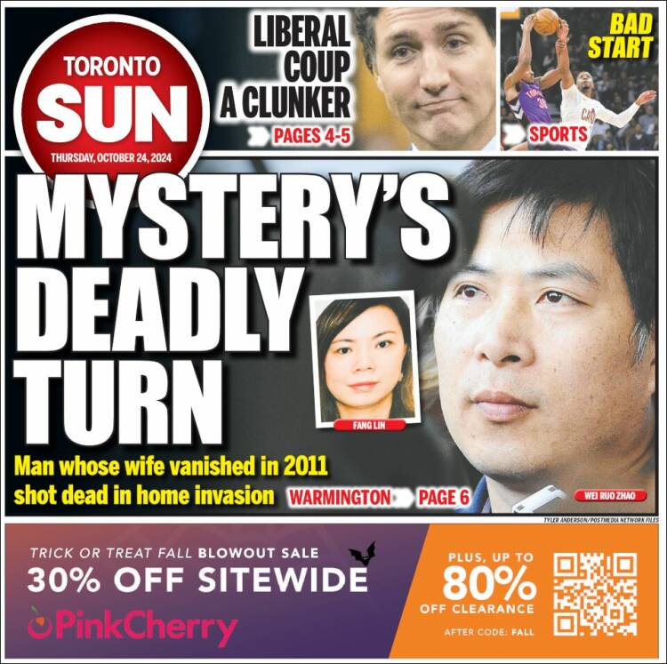 Portada de The Toronto Sun (Canadá)