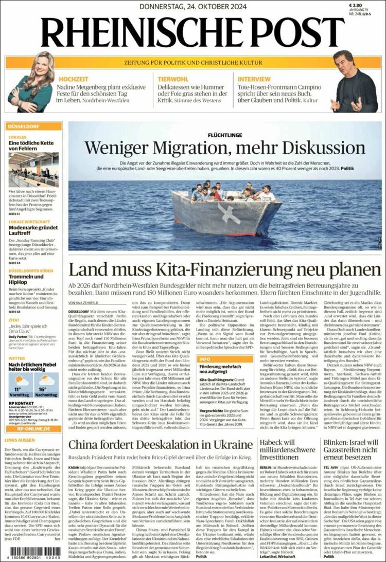 Portada de Rheinische Post (Alemania)