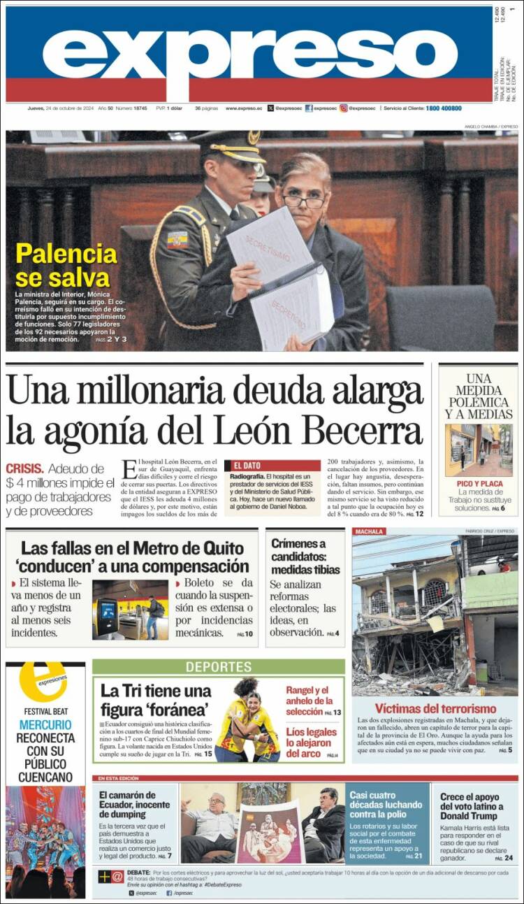 Portada de Expreso (Ecuador)