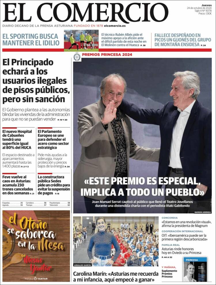 Portada de El Comercio - Gijón (España)