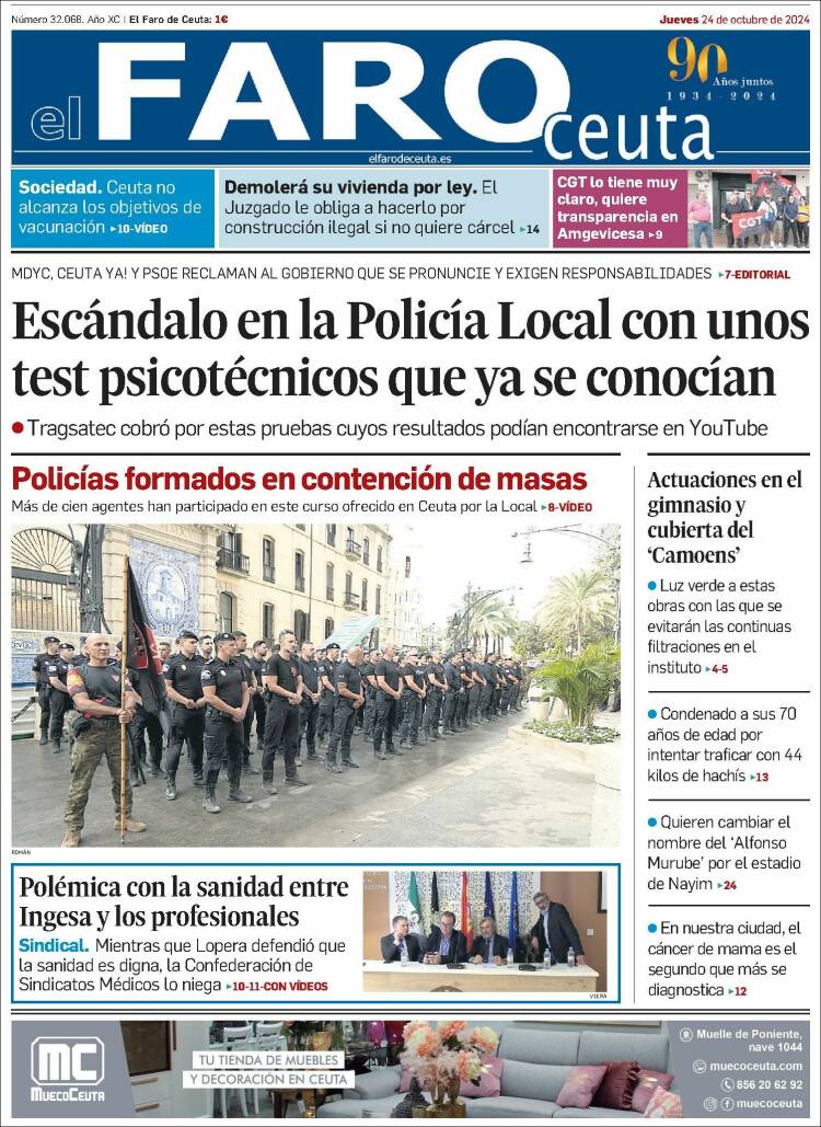 Portada de El Faro de Ceuta (España)