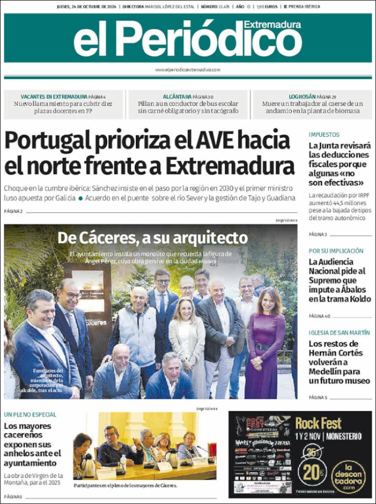 Portada de El Periódico de Extremadura (España)
