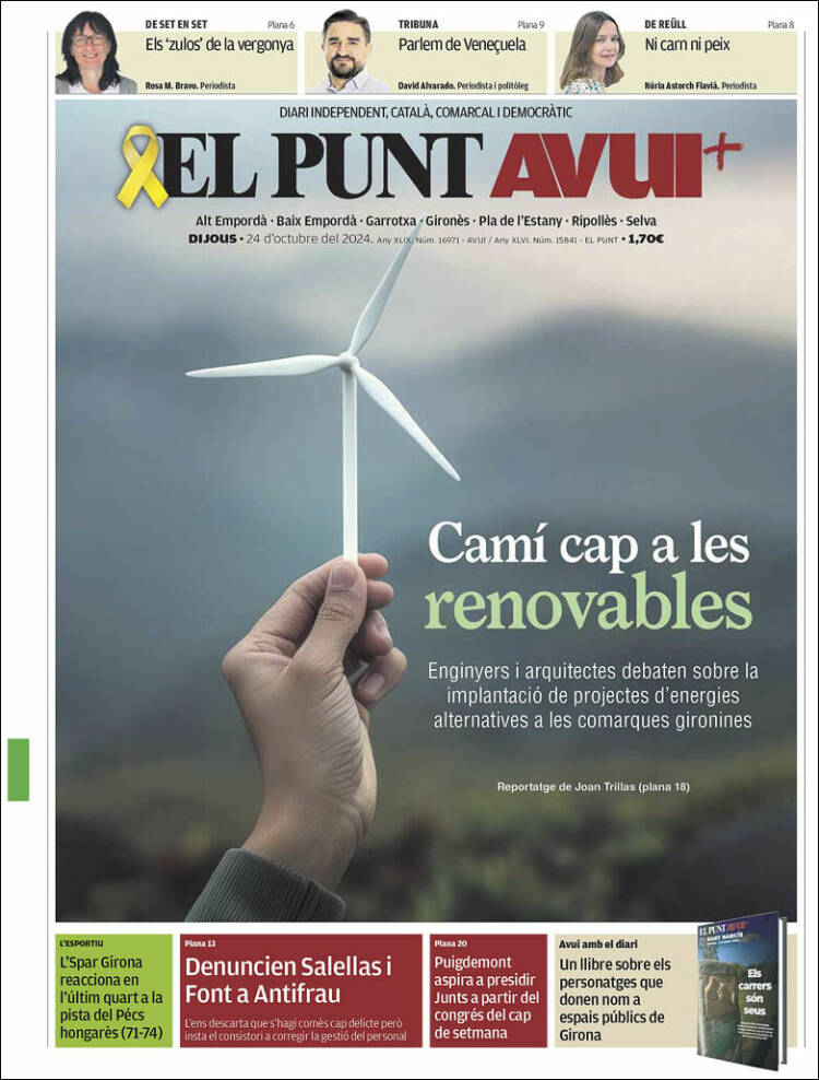 Portada de El Punt Avui - Girona (España)