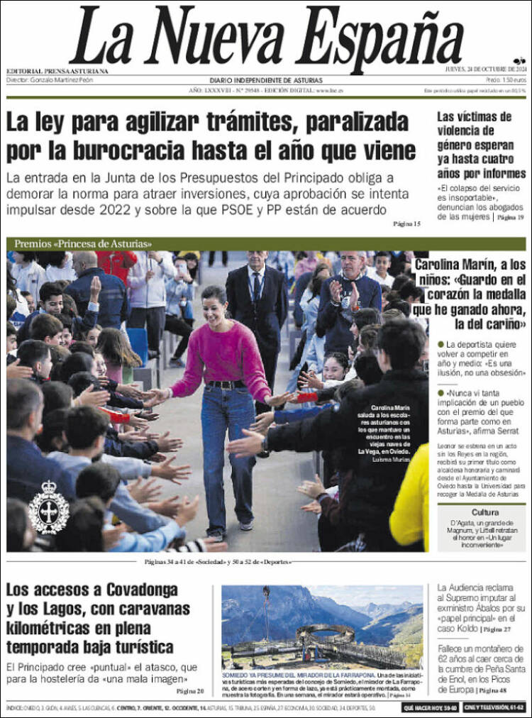Portada de La Nueva España (España)