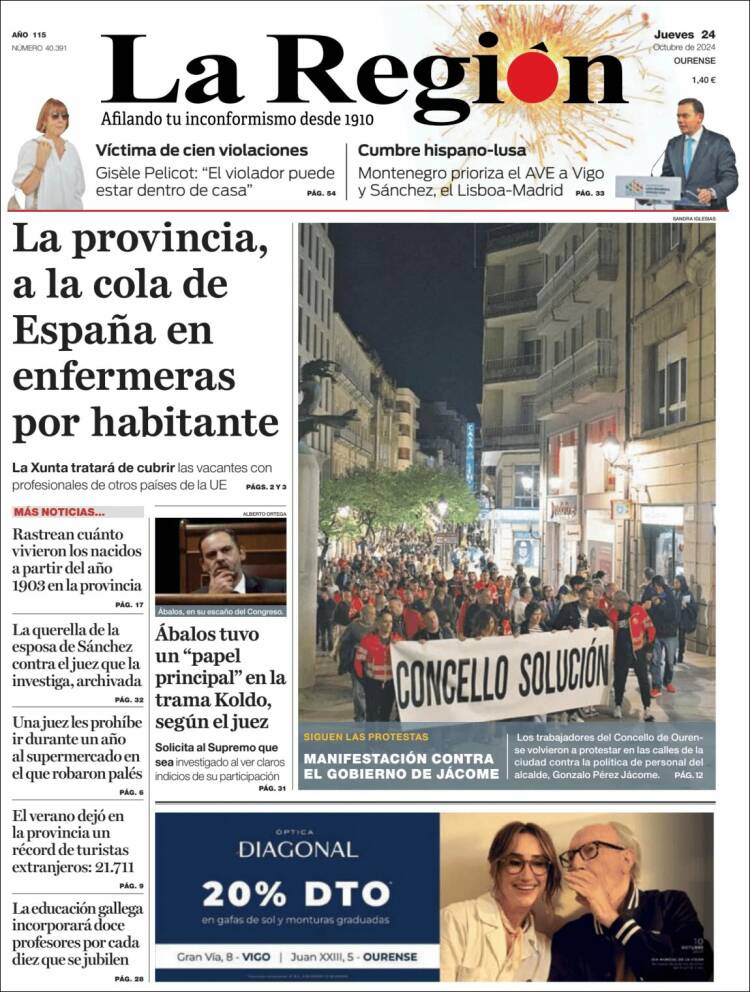 Portada de La Región de Ourense (España)