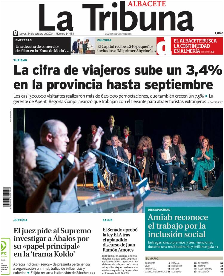 Portada de La Tribuna de Albacete (España)