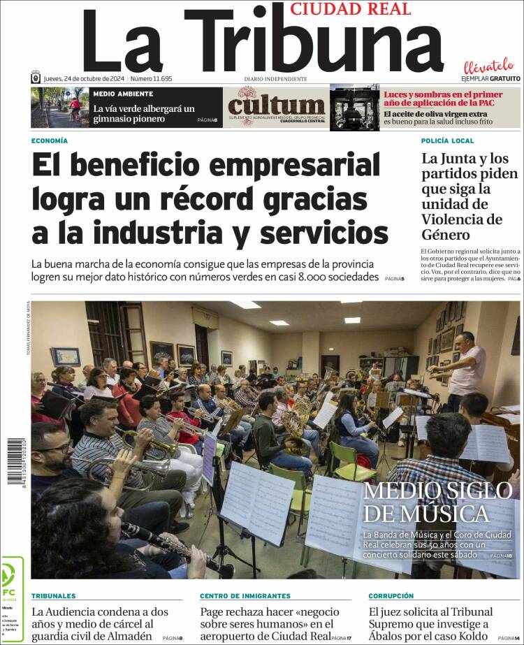 Portada de La Tribuna de Ciudad Real (España)
